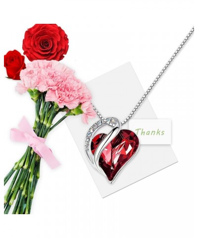 Heart necklaces for women Birthstone Crystal Necklace,Daily wear necklaces,Valentine's Day gift for girls Red $11.21 Necklaces