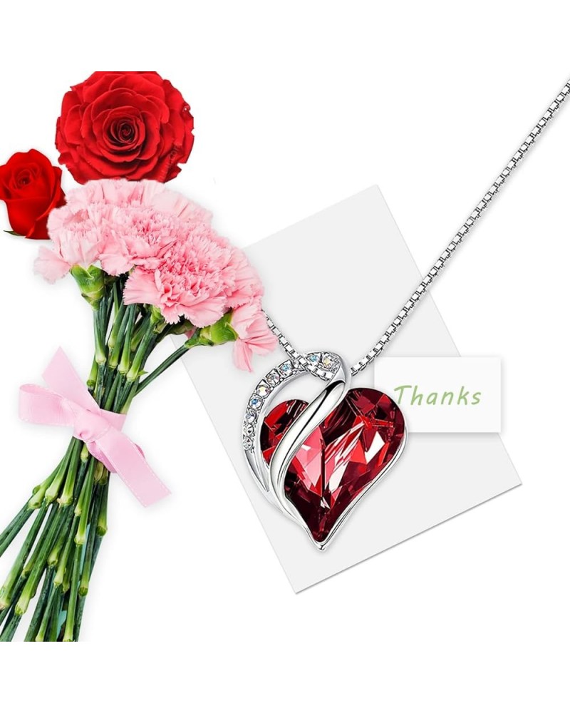 Heart necklaces for women Birthstone Crystal Necklace,Daily wear necklaces,Valentine's Day gift for girls Red $11.21 Necklaces