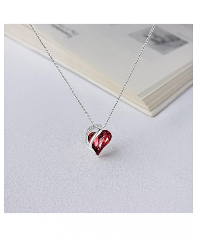 Heart necklaces for women Birthstone Crystal Necklace,Daily wear necklaces,Valentine's Day gift for girls Red $11.21 Necklaces