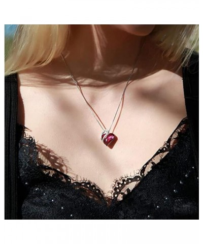 Heart necklaces for women Birthstone Crystal Necklace,Daily wear necklaces,Valentine's Day gift for girls Red $11.21 Necklaces