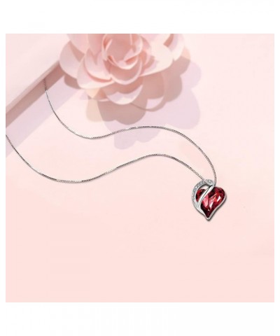 Heart necklaces for women Birthstone Crystal Necklace,Daily wear necklaces,Valentine's Day gift for girls Red $11.21 Necklaces