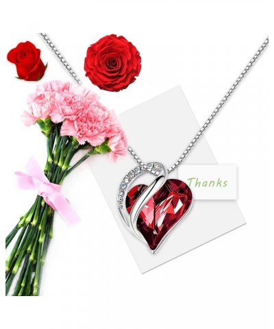 Heart necklaces for women Birthstone Crystal Necklace,Daily wear necklaces,Valentine's Day gift for girls Red $11.21 Necklaces