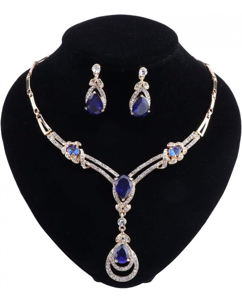 Women's CZ Crystal Zircon Teardrop Necklace Earrings Prom Bridal Wedding Accessories Jewelry Set And Boxes Blue $9.19 Jewelry...