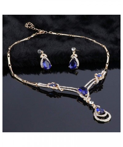 Women's CZ Crystal Zircon Teardrop Necklace Earrings Prom Bridal Wedding Accessories Jewelry Set And Boxes Blue $9.19 Jewelry...