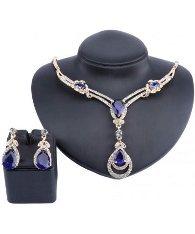 Women's CZ Crystal Zircon Teardrop Necklace Earrings Prom Bridal Wedding Accessories Jewelry Set And Boxes Blue $9.19 Jewelry...