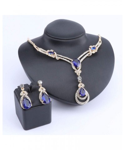 Women's CZ Crystal Zircon Teardrop Necklace Earrings Prom Bridal Wedding Accessories Jewelry Set And Boxes Blue $9.19 Jewelry...