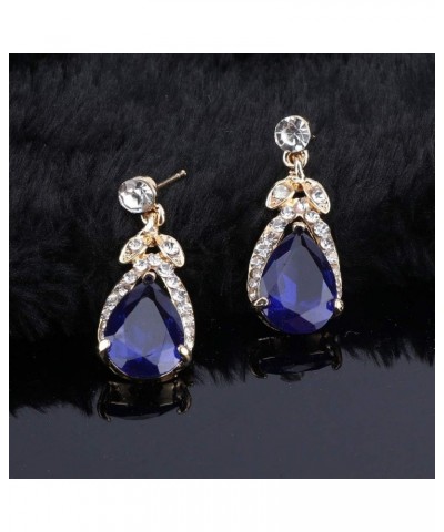 Women's CZ Crystal Zircon Teardrop Necklace Earrings Prom Bridal Wedding Accessories Jewelry Set And Boxes Blue $9.19 Jewelry...