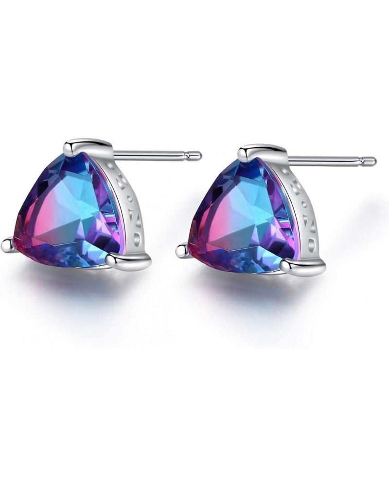 S925 Mystic Topaz Stud Earrings Rainbow Sterling Silver Triangle StonesTrillion Cut Gemstone Fine Jewelry for Women $12.31 Ea...