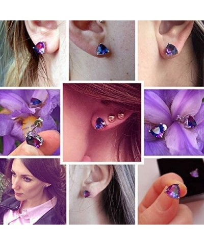 S925 Mystic Topaz Stud Earrings Rainbow Sterling Silver Triangle StonesTrillion Cut Gemstone Fine Jewelry for Women $12.31 Ea...