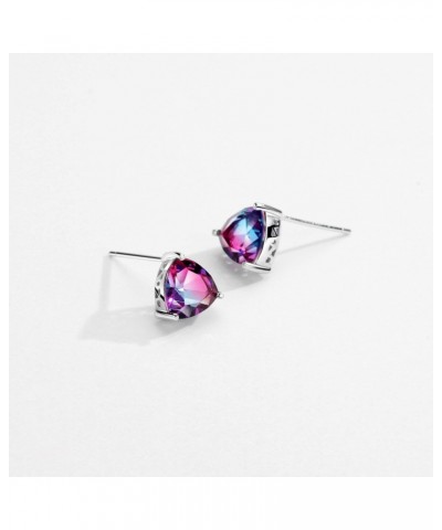 S925 Mystic Topaz Stud Earrings Rainbow Sterling Silver Triangle StonesTrillion Cut Gemstone Fine Jewelry for Women $12.31 Ea...