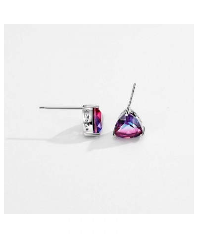 S925 Mystic Topaz Stud Earrings Rainbow Sterling Silver Triangle StonesTrillion Cut Gemstone Fine Jewelry for Women $12.31 Ea...