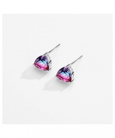 S925 Mystic Topaz Stud Earrings Rainbow Sterling Silver Triangle StonesTrillion Cut Gemstone Fine Jewelry for Women $12.31 Ea...