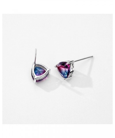 S925 Mystic Topaz Stud Earrings Rainbow Sterling Silver Triangle StonesTrillion Cut Gemstone Fine Jewelry for Women $12.31 Ea...