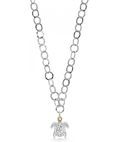 Made In Italy 925 Sterling Silver Lab Grown Diamond or Moissanite Link Chain Ocean Necklace For Women with Charms Turtle $82....