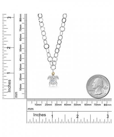 Made In Italy 925 Sterling Silver Lab Grown Diamond or Moissanite Link Chain Ocean Necklace For Women with Charms Turtle $82....