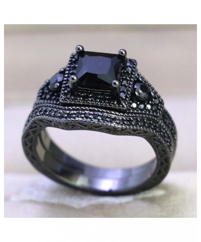 Couple Ring Bridal Set His Hers Black Gold Plated CZ Stainless Steel Wedding Ring Band Set women's size 5 & men's size 12 $12...