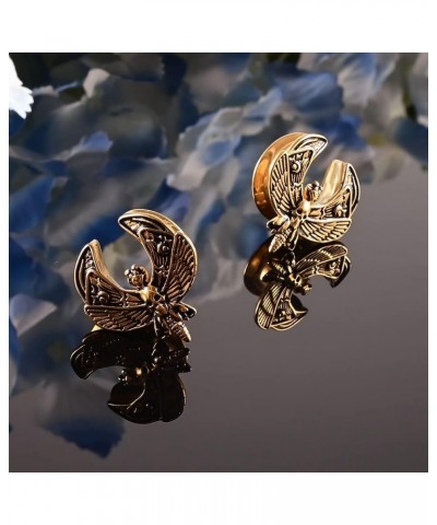 2PCS Butterfly Saddle Ear Plugs Tunnels 316 Stainless Steel Ear Gauges Hypoallergenic Earrings Stretchers Expander Piercing B...