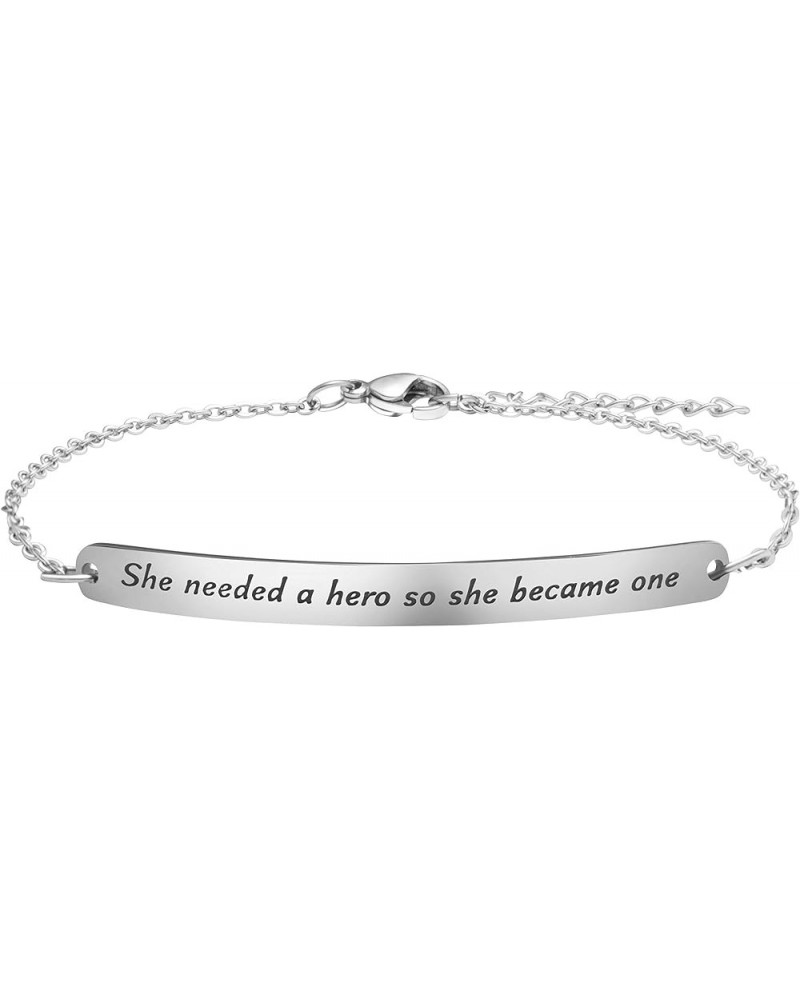 Personalized Gifts for Women Motivational Friendship Bracelets Inspire Mantra Message Engraved She needed a hero so she becam...