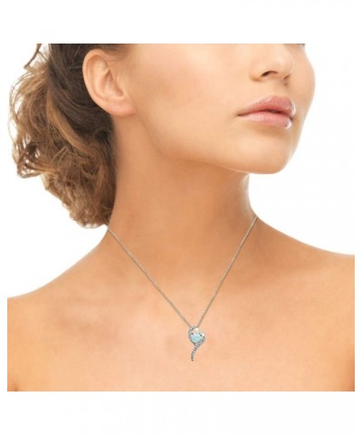 Sterling Silver Genuine or Synthetic Gemstone Heart Slide Pendant Necklace w/CZ Accents Synthetic White Opal $17.09 Necklaces