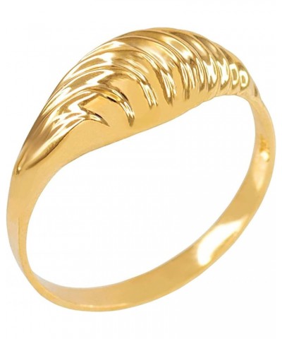 10K Yellow Gold Glamorous Ribbed and Domed Tapered Band Style Statement Ring $86.70 Rings