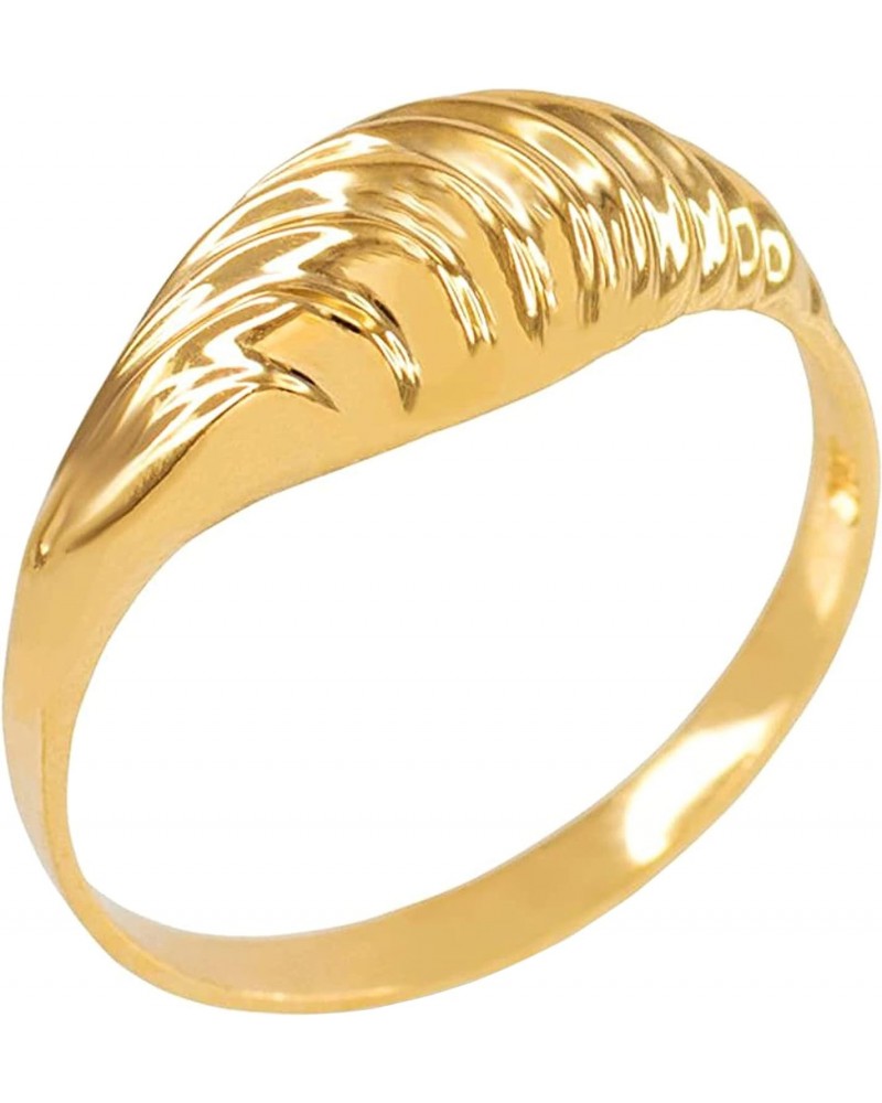 10K Yellow Gold Glamorous Ribbed and Domed Tapered Band Style Statement Ring $86.70 Rings