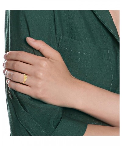 10K Yellow Gold Glamorous Ribbed and Domed Tapered Band Style Statement Ring $86.70 Rings