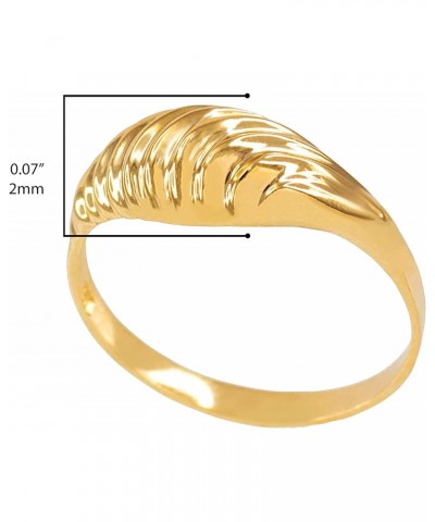 10K Yellow Gold Glamorous Ribbed and Domed Tapered Band Style Statement Ring $86.70 Rings