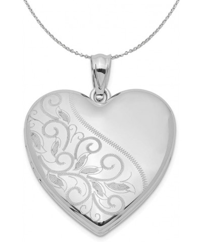 Sterling Silver 24mm Scrolled Heart Family Locket Necklace 20.0 Inches $54.59 Necklaces