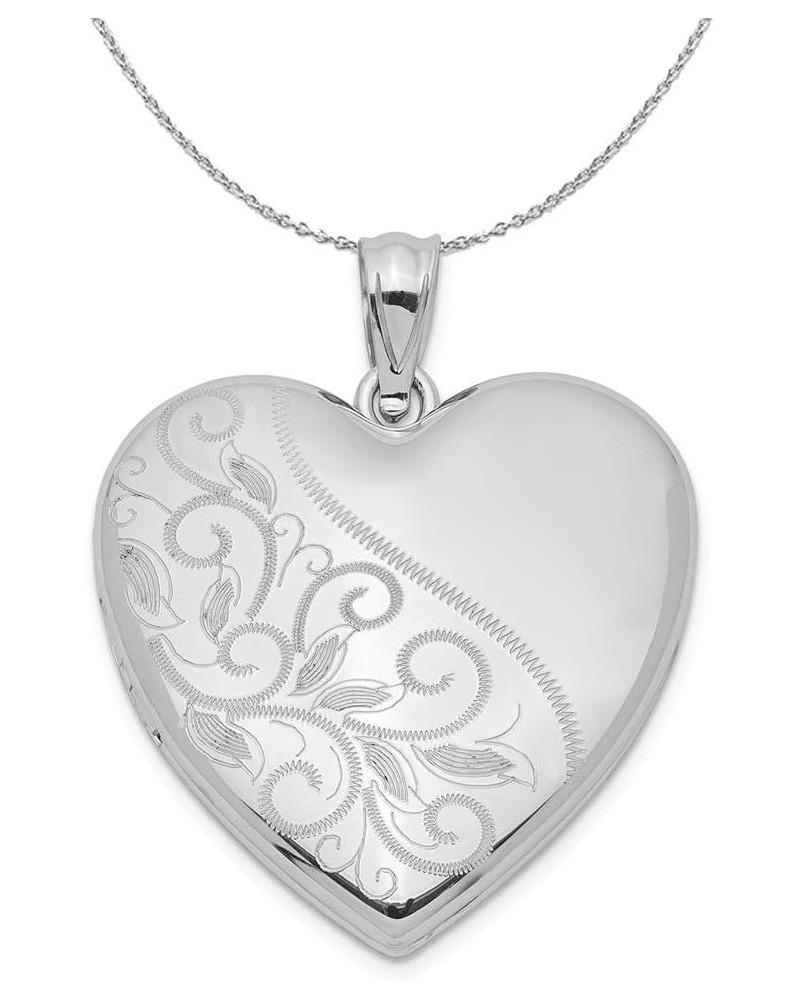 Sterling Silver 24mm Scrolled Heart Family Locket Necklace 20.0 Inches $54.59 Necklaces