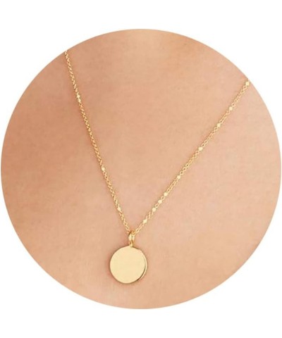 Dainty Bar Necklace for Women,Gold/Silver Cute Delicate Disc Necklcace,Trendy Elegant Dot Fashion Necklace gold disc $10.82 N...