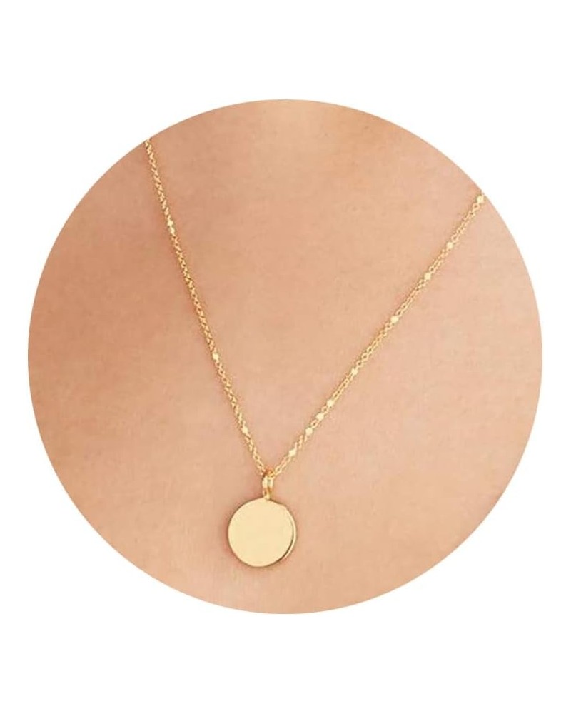 Dainty Bar Necklace for Women,Gold/Silver Cute Delicate Disc Necklcace,Trendy Elegant Dot Fashion Necklace gold disc $10.82 N...