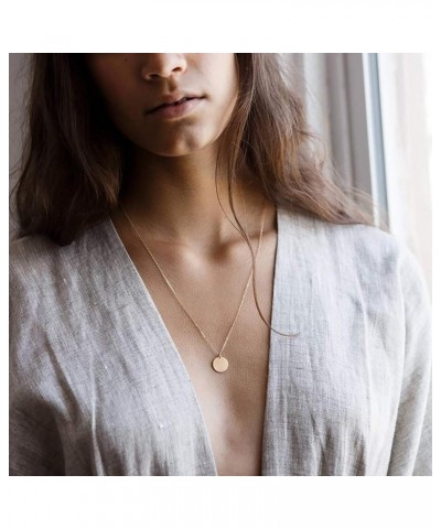 Dainty Bar Necklace for Women,Gold/Silver Cute Delicate Disc Necklcace,Trendy Elegant Dot Fashion Necklace gold disc $10.82 N...