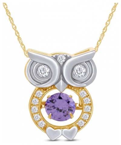 Owl Two Tone Pendant Necklace 14k Gold Over Sterling Silver Yellow Gold Over : Simulated Alexandrite $26.40 Necklaces