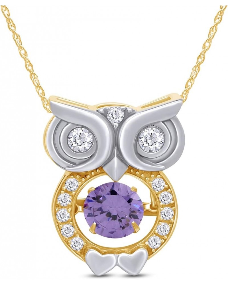 Owl Two Tone Pendant Necklace 14k Gold Over Sterling Silver Yellow Gold Over : Simulated Alexandrite $26.40 Necklaces