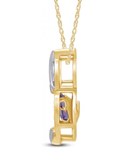 Owl Two Tone Pendant Necklace 14k Gold Over Sterling Silver Yellow Gold Over : Simulated Alexandrite $26.40 Necklaces