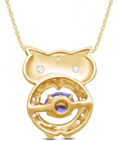 Owl Two Tone Pendant Necklace 14k Gold Over Sterling Silver Yellow Gold Over : Simulated Alexandrite $26.40 Necklaces