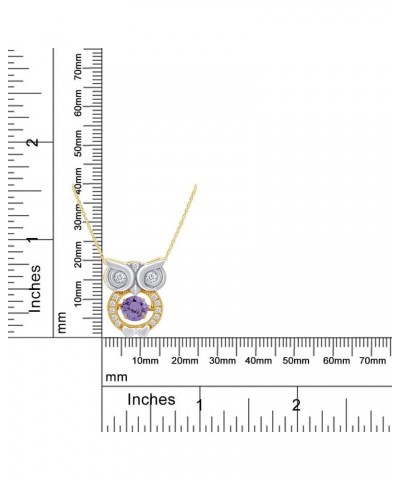 Owl Two Tone Pendant Necklace 14k Gold Over Sterling Silver Yellow Gold Over : Simulated Alexandrite $26.40 Necklaces