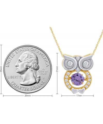 Owl Two Tone Pendant Necklace 14k Gold Over Sterling Silver Yellow Gold Over : Simulated Alexandrite $26.40 Necklaces