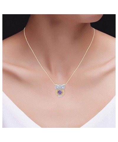 Owl Two Tone Pendant Necklace 14k Gold Over Sterling Silver Yellow Gold Over : Simulated Alexandrite $26.40 Necklaces