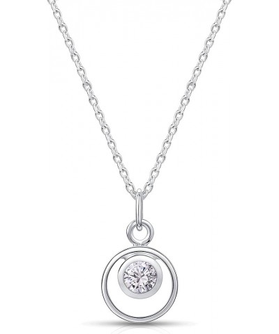 Lumini Women 925 Sterling Silver Simulated Birthstone Pendant Necklace 04. April - Simulated Diamond $17.09 Necklaces