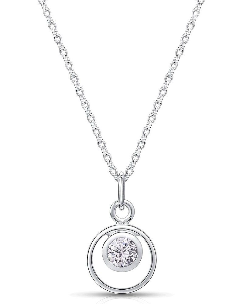 Lumini Women 925 Sterling Silver Simulated Birthstone Pendant Necklace 04. April - Simulated Diamond $17.09 Necklaces