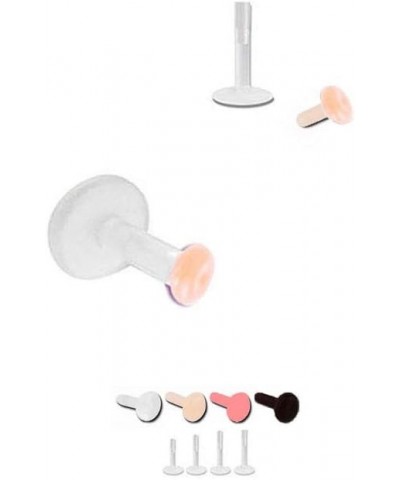 Bioflex Labret Style Nose Stud Retainer Skin Colored or Clear 2mm Flat Disc Peach-18G-Screw $10.59 Body Jewelry