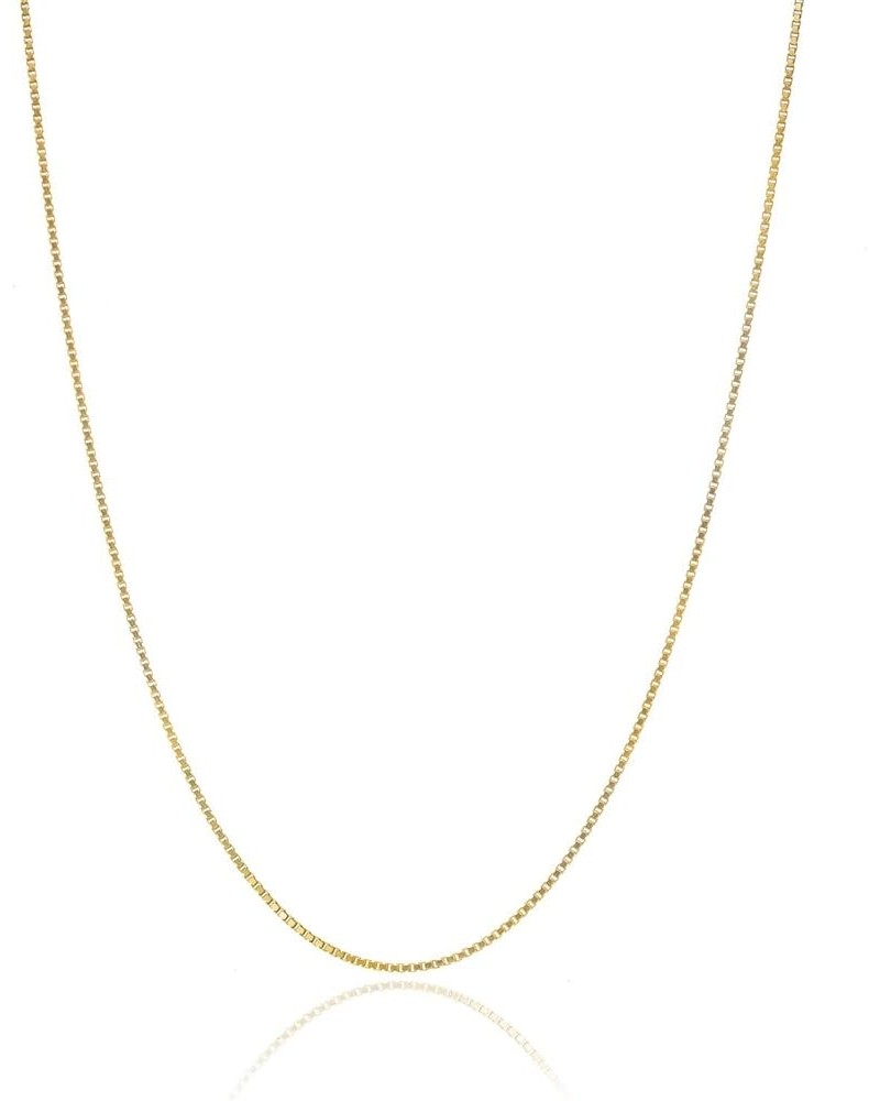 18K Gold over Sterling Silver .8mm Thin Italian Box Chain Necklace for Women and Men, Sizes 14" - 40 15 inch $16.03 Necklaces