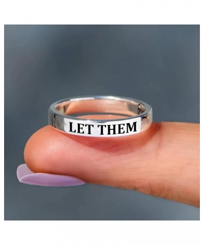 Let Them Ring, To Sorority Sisters Best Friends, Stainless Steel Stackable Ring for Women, Inspirational Motivational Friends...