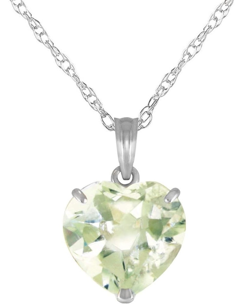 3.1 Carat 14k Solid White Gold Necklace with Natural Heart Shaped 10 mm Green Amethyst 22.0 Inches $268.80 Necklaces