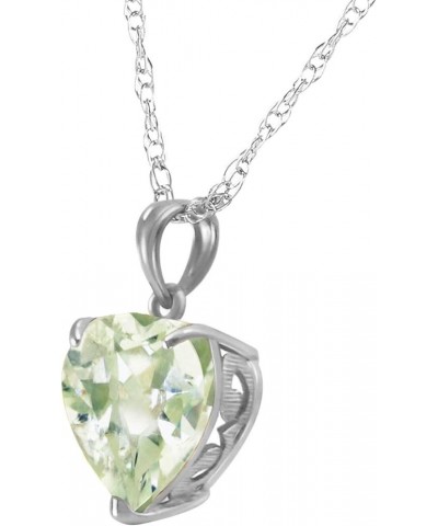 3.1 Carat 14k Solid White Gold Necklace with Natural Heart Shaped 10 mm Green Amethyst 22.0 Inches $268.80 Necklaces