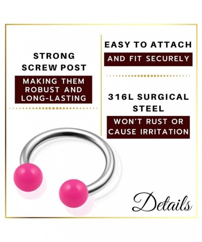 6Pcs Surgical Steel 16g 5/16 8mm horseshoe barbell Piercing Jewelry Nose Septum Nose Lip Eyebrow 3mm UV Acrylic More Choices ...