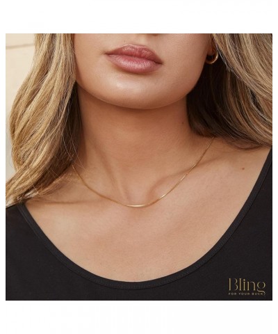 18K Gold over Sterling Silver .8mm Thin Italian Box Chain Necklace for Women and Men, Sizes 14" - 40 15 inch $16.03 Necklaces