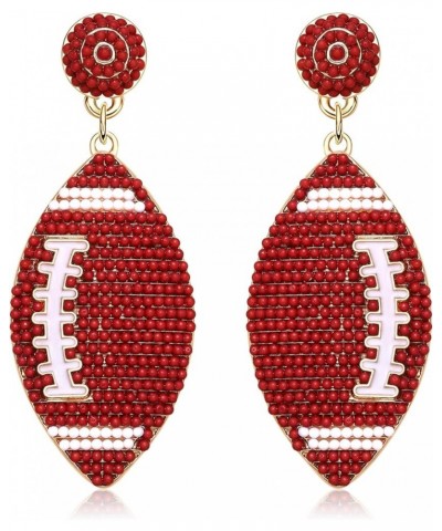 Beaded Baseball Football Earrings for Women Sports Earrings Game Day Earrings Handmade Beaded Dangle Earrings Holiday Party G...