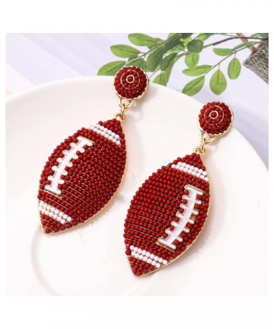 Beaded Baseball Football Earrings for Women Sports Earrings Game Day Earrings Handmade Beaded Dangle Earrings Holiday Party G...